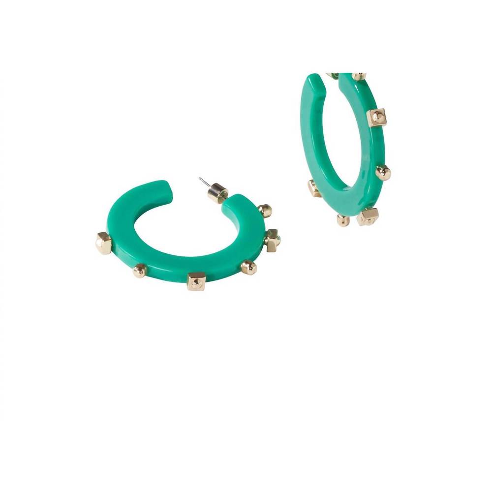 NEW SMITH & CO women's solid jewel hoop earrings in sea green